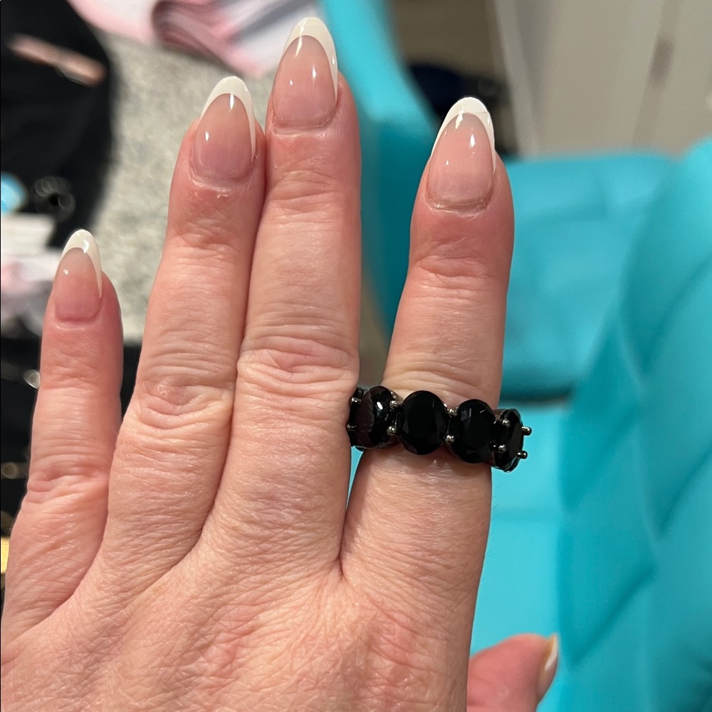 Big chunky Black on black Stone Ring sz 10